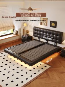 MEIZHAISHENGHUO | Leather Haffle Grid Suspension Double Bed