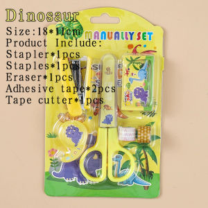Cartoon Stationery Set Stapler Scissors Tape Stapler DIY handmade tools Gifts for Kids School Suppli