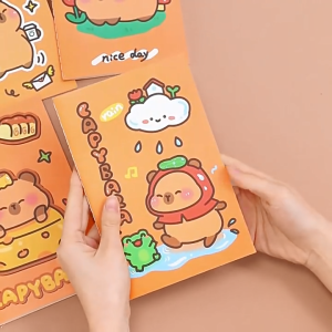 MOMO A5 28Sheets Cute Capybara Notebook Line Inner Pages Student Office Notepad Stationery Random