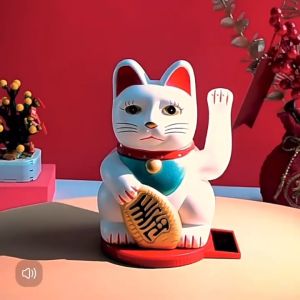 BIN LU Big 8’’ Pusa Lucky Charm Maneki Neko Lucky Cat Japan Lucky Cat Waving Chinese Cat Waving Welcome Lucky Cat For Business Waving Cat Display Lucky Charm Gold Feng Shui Lucky Charm Display Home Decorations Display Lucky Charm For Business