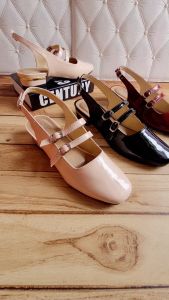 ABBUSHOES Ir 32 sepatu slop wanita tali gesper 3cm