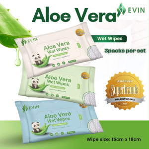 EVIN Wet Wipes Travel Pack 10pcs x3 | Aloe Vera Moisturizing Tissue | Soft & Gentle for All Skin