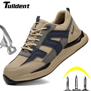 Safety Shoes Men With Steel Toe Cap Anti-smash Men Work Shoes Sneakers Light Puncture-Proof Indestructible Shoes Dropshipping
