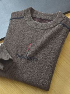 Thickened Chenille Mens Sweater Autumn Winter Warm round Neck Knitted Winter Fashion City Youth Long Sleeve Solid Color Knitwear