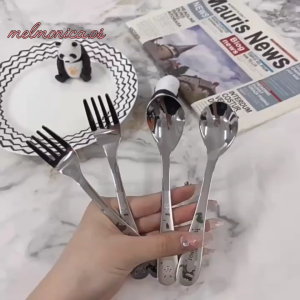 kids High Quality Food Grade Stainless Steel Fork And Spoon Set With Storage Box