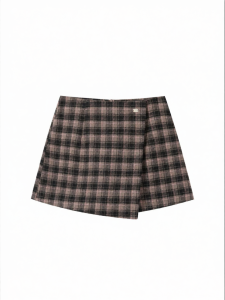 Cantonstory | Retro Pink Plaid High Waist A-Line Skirt Shorts Autumn