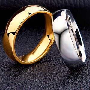 6mm Curved Glossy Surface Fashion Simple Titanium Steel Stainless Steel Ring Couple Men Womens Rings