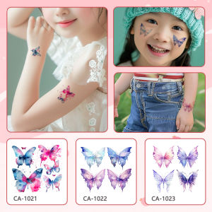 Colorful Sparkling Childrens Stickers Arm Face Tattoo Waterproof Long-lasting Butterfly Cartoon National Stage Performance