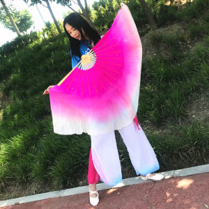 Extended Double-Sided Gradient Color Performance Dance Fan for Square Dance And Yangge Adult And Child Performance Fan