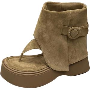 YX | Womens Summer Sandals Velvet Retro Thick Sole