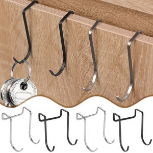 304 Stainless Steel Hook Free Punching Double S-Shape Hook Kitchen Bathroom Cabinet Door Back Type Coat Towel Storage Hanger