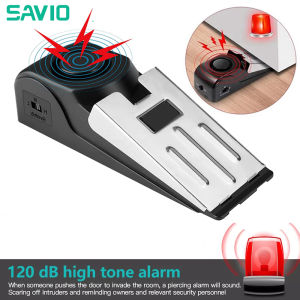 SAVIO Door Stop Alarm Door Stopper with 120DB Security Alarm Anti-Theft Security Floor Wedge Doorstop for Travel Apartment Home House