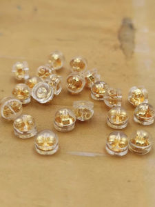 18K Gold Plated Silicone Ear Stopper Anti-Loss Clasp Fine Needle Accessories Plug Super Tight Anti-Slip Earplug Ear Cap Post Plug