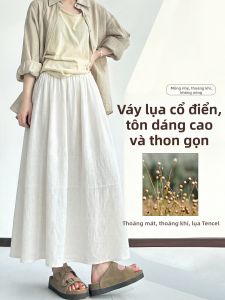 XIANYIJIAO | Chân Váy Maxi A-Line Mùa Hè Màu Vải Liên