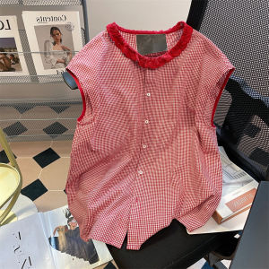 เสื้อเชิ้ตแขนสั้นลายสก็อตสไตล์ย้อนยุคสำหรับผู้ชาย ทรงหลวม สไตล์เกาหลี ทรงเข้ารูป ทรงเข้ารูป แขนสั้น คอปกจีบ ลายดอกไม้ ทรงเข้ารูป