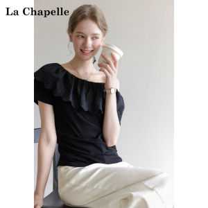 La Chapelle | Off-Shoulder Lace Ruffled Blouse for Women Summer Short Sleeve