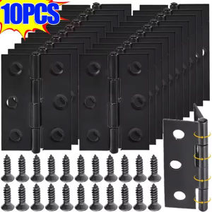 10ชิ้นสแตนเลสสีดำประตูแบบบานพับ S อุปกรณ์เหล็กเครื่องตกแต่งบ้านประตูแบบบานพับประตูตู้เก็บของบานพับประตูพร้อมตะปูควงบานพับพับสำหรับบ้าน