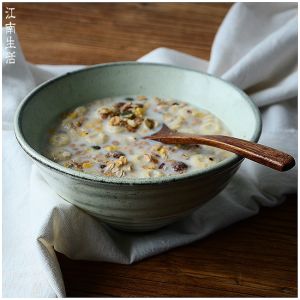 Japanese Style Coarse Pottery Kiln Baked Tableware Rain-Hat Shaped Bowl Rice Bowl Salad Bowl Oatmeal Bowl Soup Bowl Cone Bowl Noodle Bowl Instant Noodle Bowl