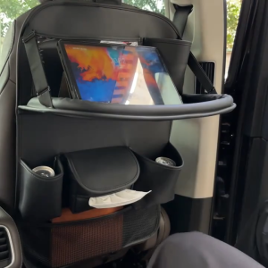 Car seat back storage bag multifunctional organizer for hanging on the back seat vehicle interior storage solution.