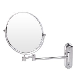 Wall Mounted Double Side Vanity Mirror 1/10X Magnifier 8 Inch with Extension Arm Lamp Vanity&Bathroom Mirror
