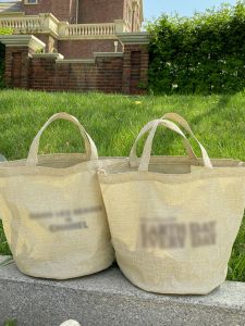 Custom Logo In Stock Beach Bag Handbag Linen Fabric Shopping Bag Yoga Bag Waterproof Bag Custom Canvas Bag