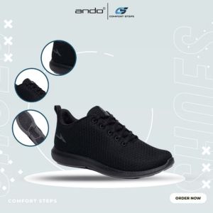 SEPATU ANDO TALI HITAM PUTIH PUTIH SEPATU PABRIKAN
