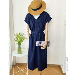XIAOER | Lycell & Cotton Pinch Neckline Shoulder Sleeve Dress