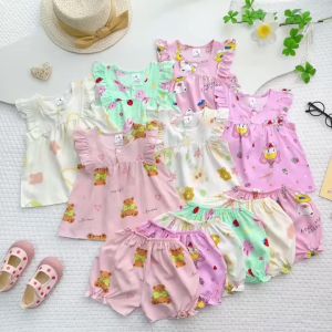 [BÉ 7-13KG] Quần Áo Bé Gái Đồ Tôn Bé Gái Đồ Bộ Bé Gái Vải Tôn (Vải Tole/Nanh) Mỏng Mát Mặc Nhà Cho Bé - Unibaby - BT113