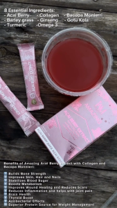 Acai Berry Collagen with Bacopa Monieri | beauty hair skin nails joints workout recovery good sleep memory enhancer brain booster I AM Amazing IAM Worldwide