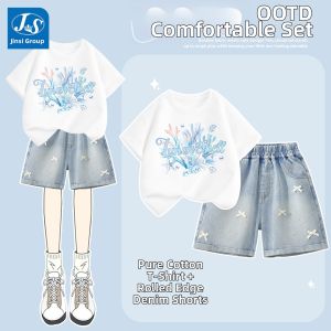 JS | Summer Childrens Suit Sleeveless Top Jeans Shorts