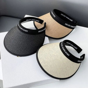 Wide Sun Hat Visor Hat Portable Beach Hat Adjustable UV Protection Summer Casual Straw Empty Top Cap
