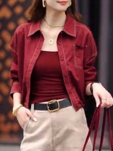 Hong Kong Style Retro Simple Stitching Design Short Jacket Womens Loose Casual Slimming Top Autumn New Arrival Commute
