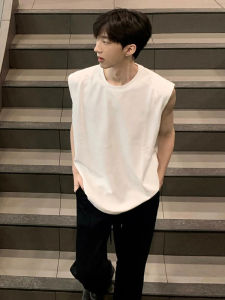 เสื้อกั๊กแขนกุดผ้าฝ้ายสำหรับผู้ชาย ทรงหลวม ทรงหลวม เสื้อกั๊กฟิตเนส ทรงหลวม ลำลอง ฤดูร้อน 2025 ใหม่