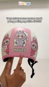 HELM ANAK KARAKTER LABUBU CUSTOM NAMA UNTUK USIA 1 2 3 4 5 TAHUN (TANPA PO)