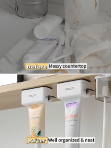 Ecoco Hanging Toothpaste Dispenser Magnetic Tabletop Stand Rolling Toothpaste Squeezer Universal
