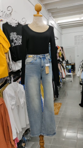 (MK11) เสื้อยืดแขนยาวคอยูเนื้อผ้าเด้งยืดร่องทรงสวยอก32-40