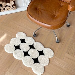 VIKAMA black and white square star bathroom mat soft and comfortable absorbent carpet bedroom living room home decoration