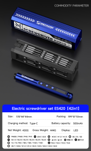 MECHANIC | MECHANIC ES420 42-in-1 Set Electric Screwdriver with LED Light Magnetic Bits Dual Mode Electric and Manual Repair Tool Kit