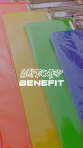 Papan Dada / Clip Board BENEFIT Ukuran Folio / Clip Board Plastik Solid Transparan