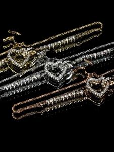 💖Swarovski💖Lovely rose gold heart-shaped diamond bracelet S925 sterling silver womens fashion bracelet hypoallergenic non-allergenic Valentines Day gift birthday gift for girlfriend bestie