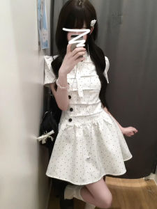 Homecore | Beautiful Petite White Polka Dot A-line Dress
