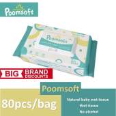 Lowest Price !!!!! POOMSOFT Non Alcohol Baby Wet Wipes (80Pcs/Pack)