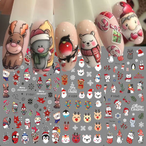 Christmas Snowman Snowflakes Nail Art Stickers Cartoon Santa Claus Elk Christmas Decal DIY Manicure Decals
