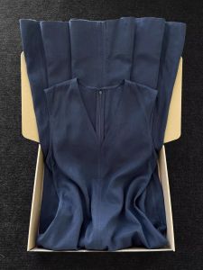 DANTING | Fashionable Blue Sleeveless V-Neck Long Dress