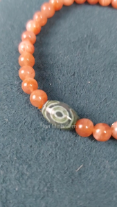 Vòng tay đá Mặt Trời Sunstone size hạt 5.5 li phối lu thống mắt dzi nhỏ phong cách độc đáo thời trang | Hoa Minh Gem