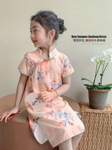 ชุดเด็กผู้หญิง ฤดูร้อน 2025 ชุดเด็กผู้หญิงสไตล์จีนใหม่ ชุดเด็กผู้หญิงช่วงฤดูร้อน ชุดเด็กฮันฟู่ กระโปรงจีบ ชุดเด็ก