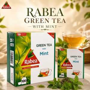 Rabea Green Tea with Mint/Green Tea/Organic/Natural/100Pcs per Box/25 Pcs per Box /High Quality/Teh Hijau / Teh Hijau dengan Mint / Semula Jadi