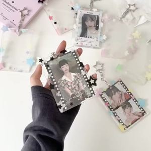 EELHOE | Hộp Đựng Thẻ Ảnh Ngôi Sao Đầy Màu Sắc 3 Inch Hộp Đựng Ảnh Thần Tượng Móc Treo Dễ Thương Hộp Đựng Thẻ Quà Tặng Bảo Vệ