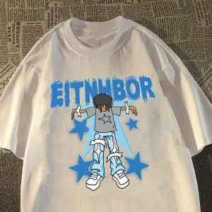 American Hiphop Street Hip-Hop Fashion Brand Pure Cotton Short Sleeve T-shirt Baby Boy and Girl Summer Stylish Easiest for Match Loose T-shirt