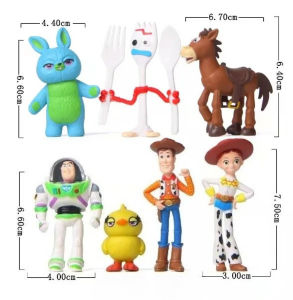 Disney | Disney Pixar 7pcs Toy Story 5 Action Figures Woody Jessie Buzz Lightyear Forky Pig Bear Figurine Model Doll Kids Birthday Gift